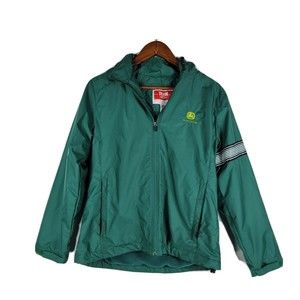 Vintage John Deere Logo Trucker Farm Work Chore Jacket Coat Mens Size Me…